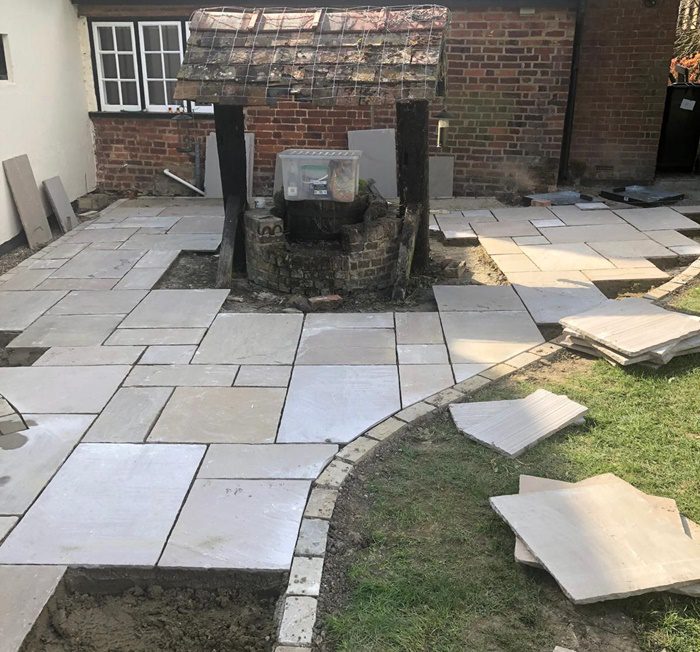 New patio being laid